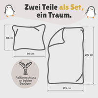 Infotafel Lieferumfang des 2-teiligen Sets bestehend aus Deckenbezug 135x200 cm und Kissenbezug 80x80 cm