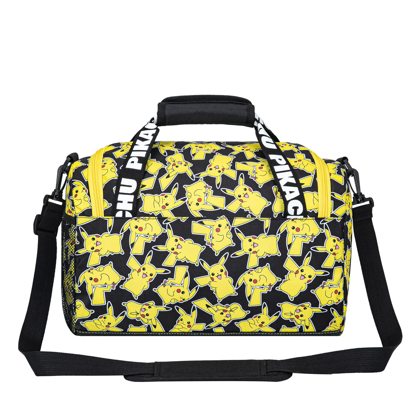 Rückseite der Sporttasche mit gelbem Muster aus Pikachus