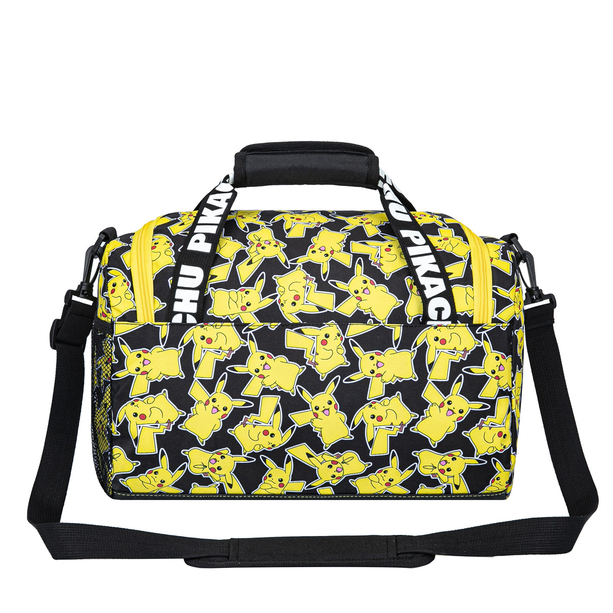 Rückseite der Sporttasche mit gelbem Muster aus Pikachus