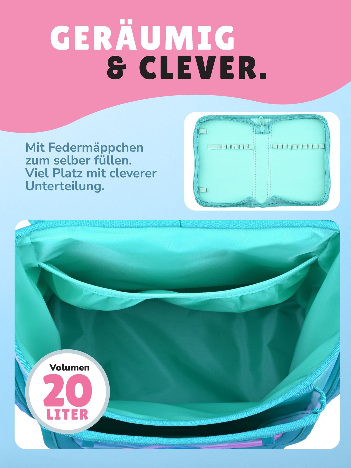 Familando Schulranzen-Set 10-teilig PREMIUM Schultasche BUTTERFLY mit Schultüte