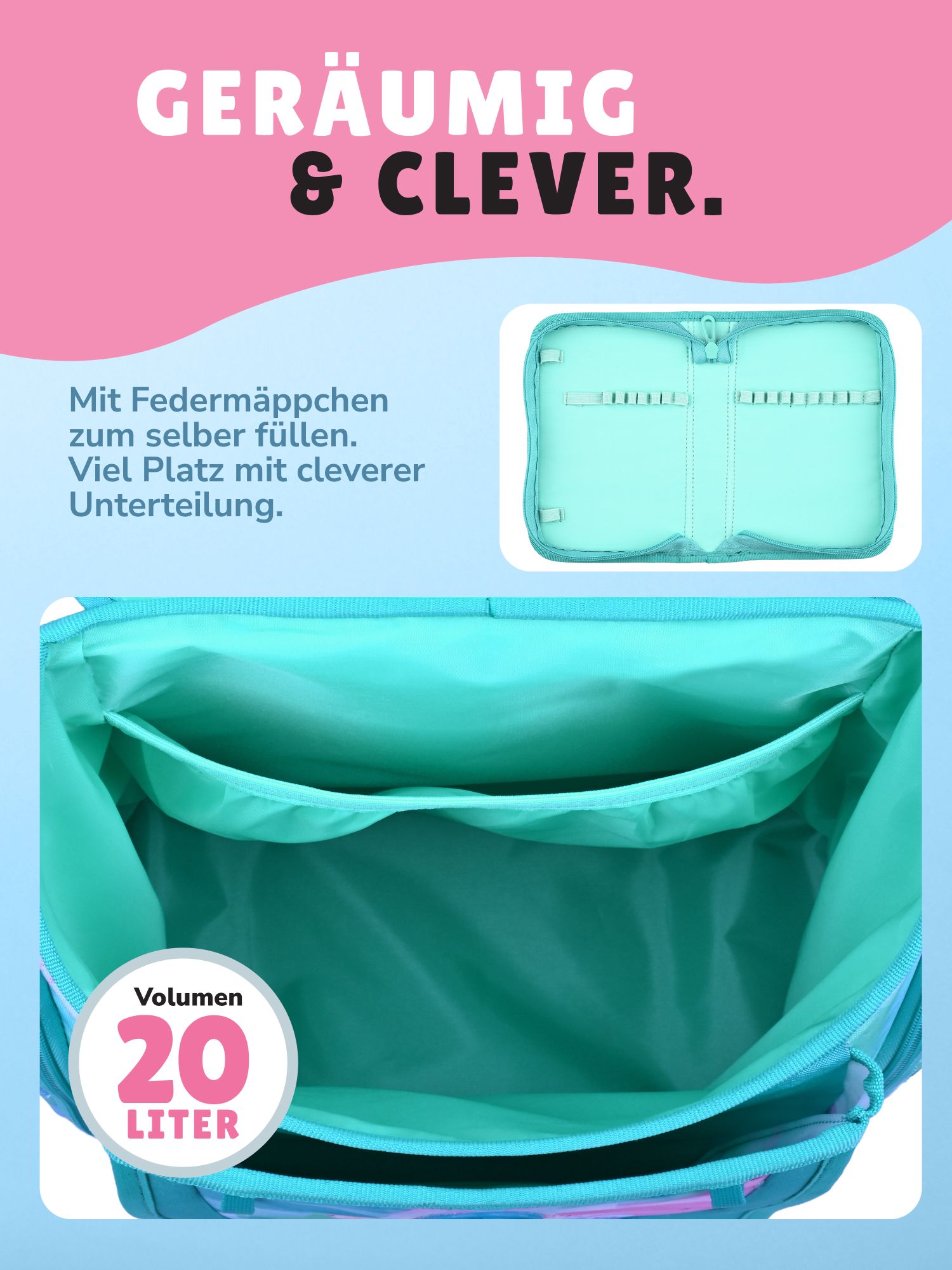 Familando Schulranzen-Set 10-teilig PREMIUM Schultasche BUTTERFLY mit Schultüte
