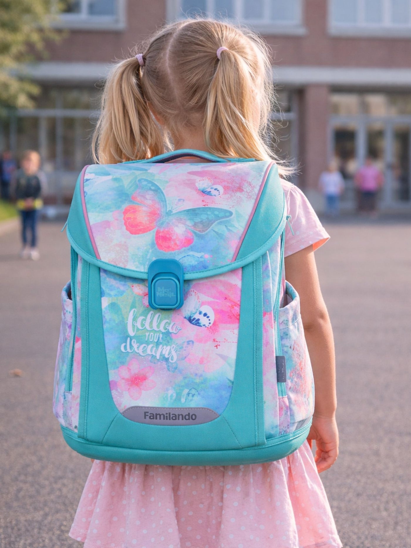 Familando Mädchen Schulranzen Set BUTTERFLY Schmetterlinge Schultasche ab der 1. Klasse