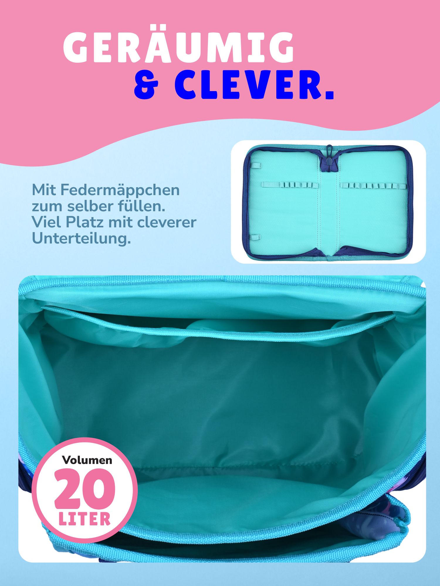 Familando Mädchen Schulranzen Set UNICORN Einhorn Schultasche ab der 1. Klasse