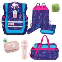 McNeill Ergo Complete Schulranzen Set Lilly mit Einhorn Motiv lila für Mädchen ab der 1. Klasse