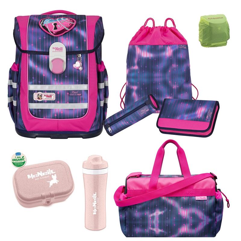 McNeill Ergo Complete Schulranzen Set Motiv Pearl mit Herz Schloss für Mädchen ab der 1. Klasse