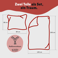 Infotafel Lieferumfang des 2-teiligen Sets bestehend aus Deckenbezug 135x200 cm und Kissenbezug 80x80 cm