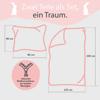 Infotafel Lieferumfang des 2-teiligen Sets bestehend aus Deckenbezug 135x200 cm und Kissenbezug 80x80 cm