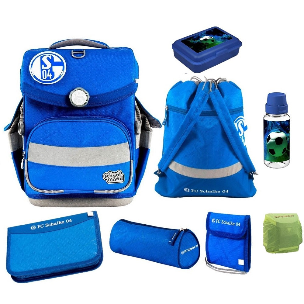 School Mood Timeless Air+ Schulranzen Set, Fußball Blau, Sonderedition FC Schalke 04 - Schultasche ab 1. Klasse