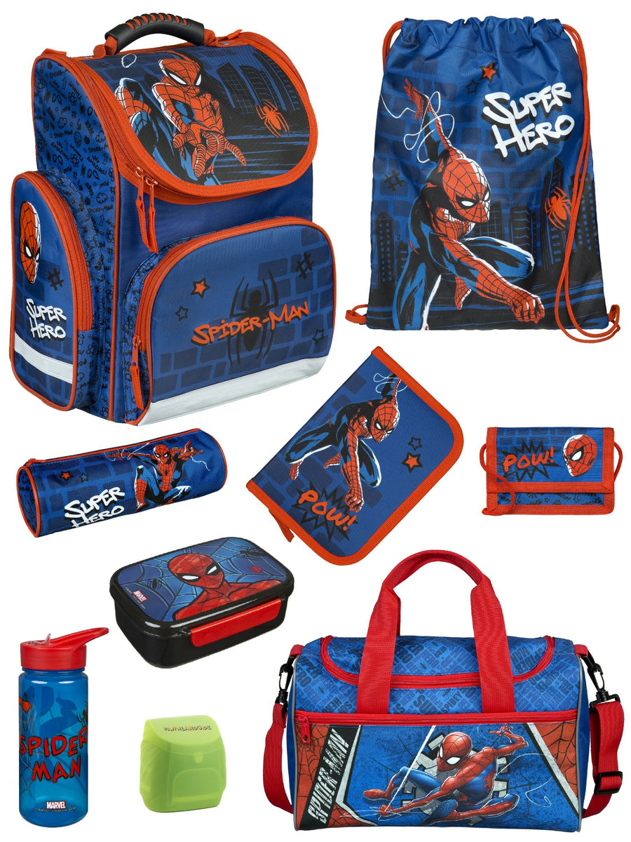 SPIDER-MAN Schulranzen 1. Klasse 9-teiliges Set mit Sporttasche