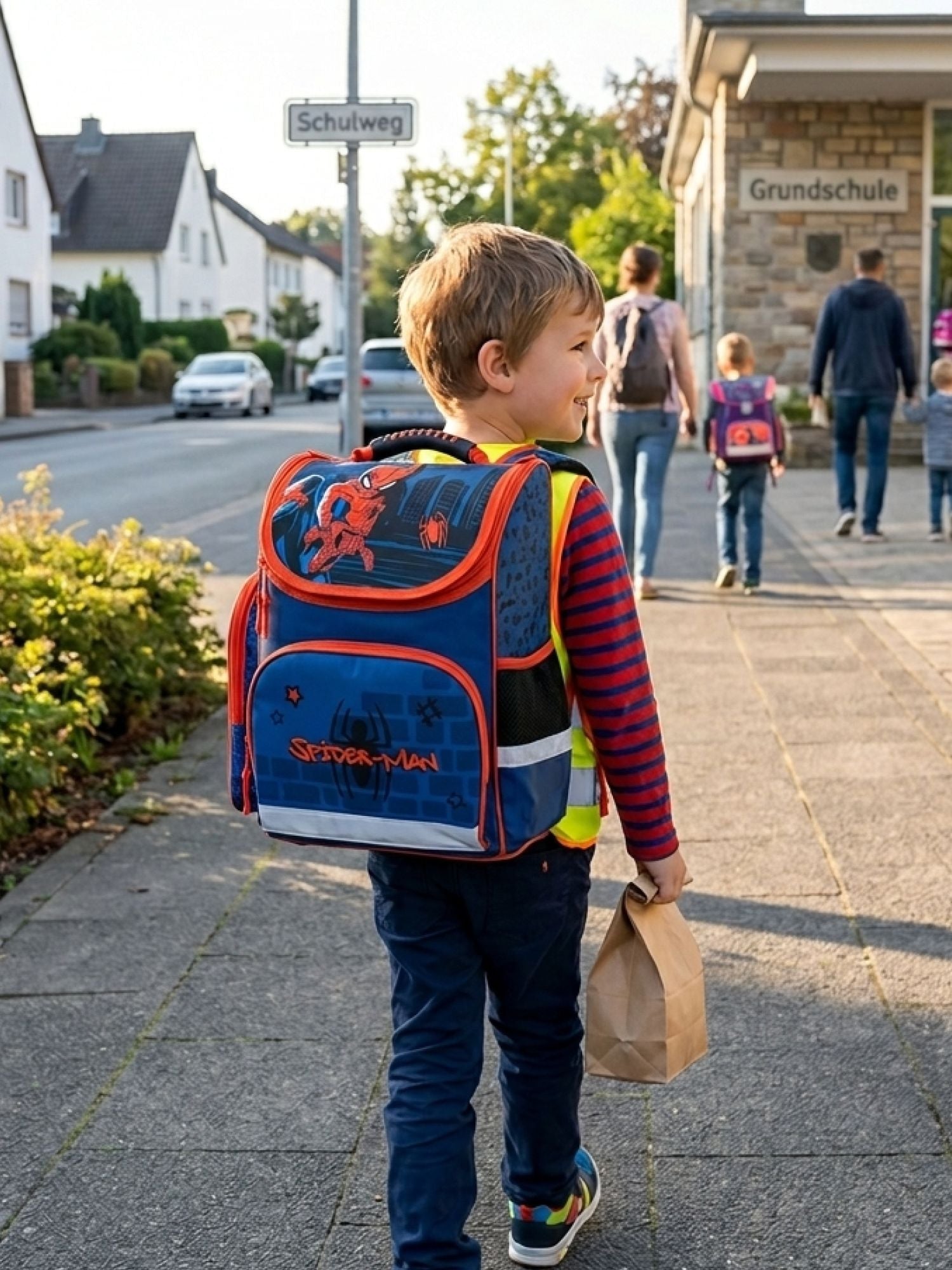 Familando Clou Schulranzen Set SPIDER-MAN Schultasche blau ab der 1. Klasse
