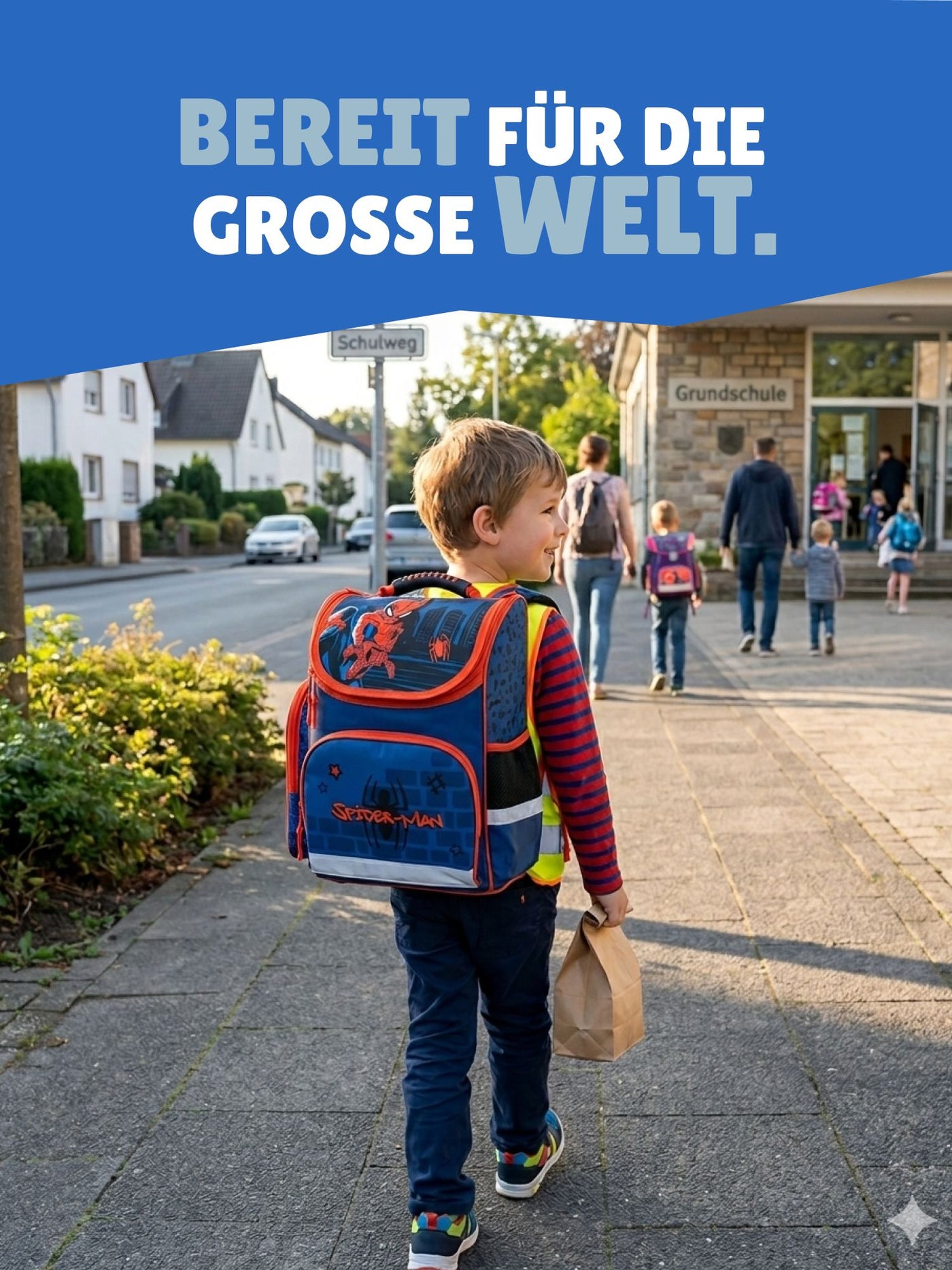 Familando Clou Schulranzen Set SPIDER-MAN Schultasche blau ab der 1. Klasse