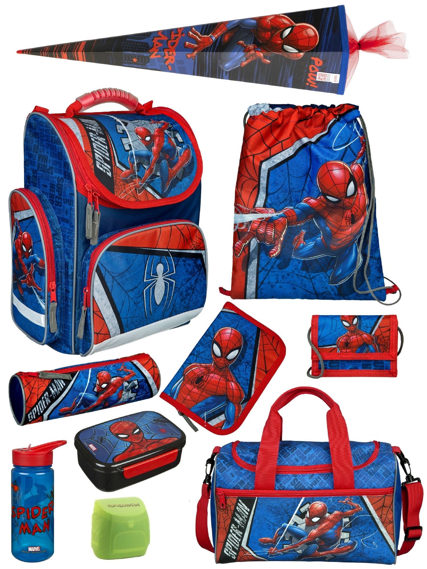Familando Clou Schulranzen Set Spiderman, blau rot - Spider-Man Schultasche ab 1. Klasse