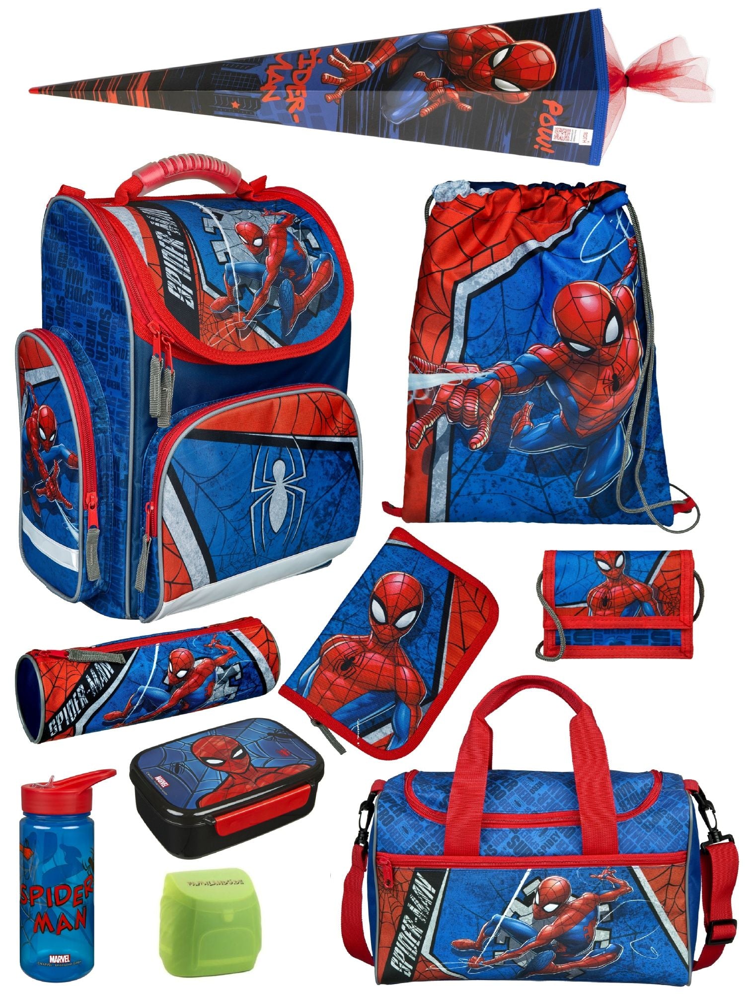 Familando Clou Schulranzen Set Spiderman, blau rot - Spider-Man Schultasche ab 1. Klasse