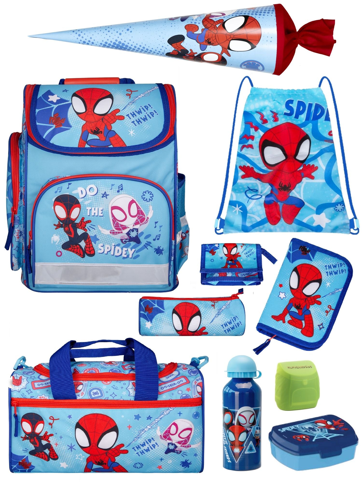 Spidey Schulranzen Set für Jungs und Mädchen 10-teilig mit Sporttasche und Schultüte