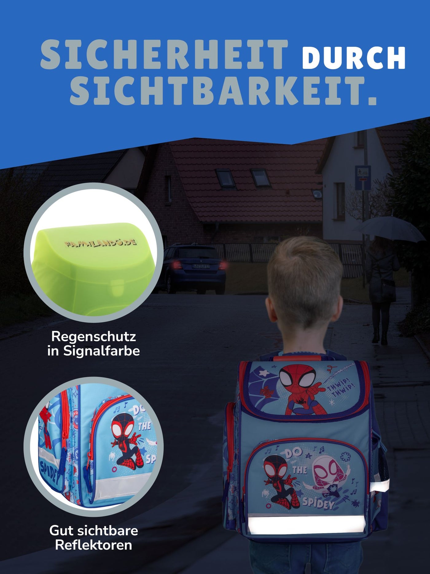 geräumige Büchertasche für 1. bis 4. Klasse Blau