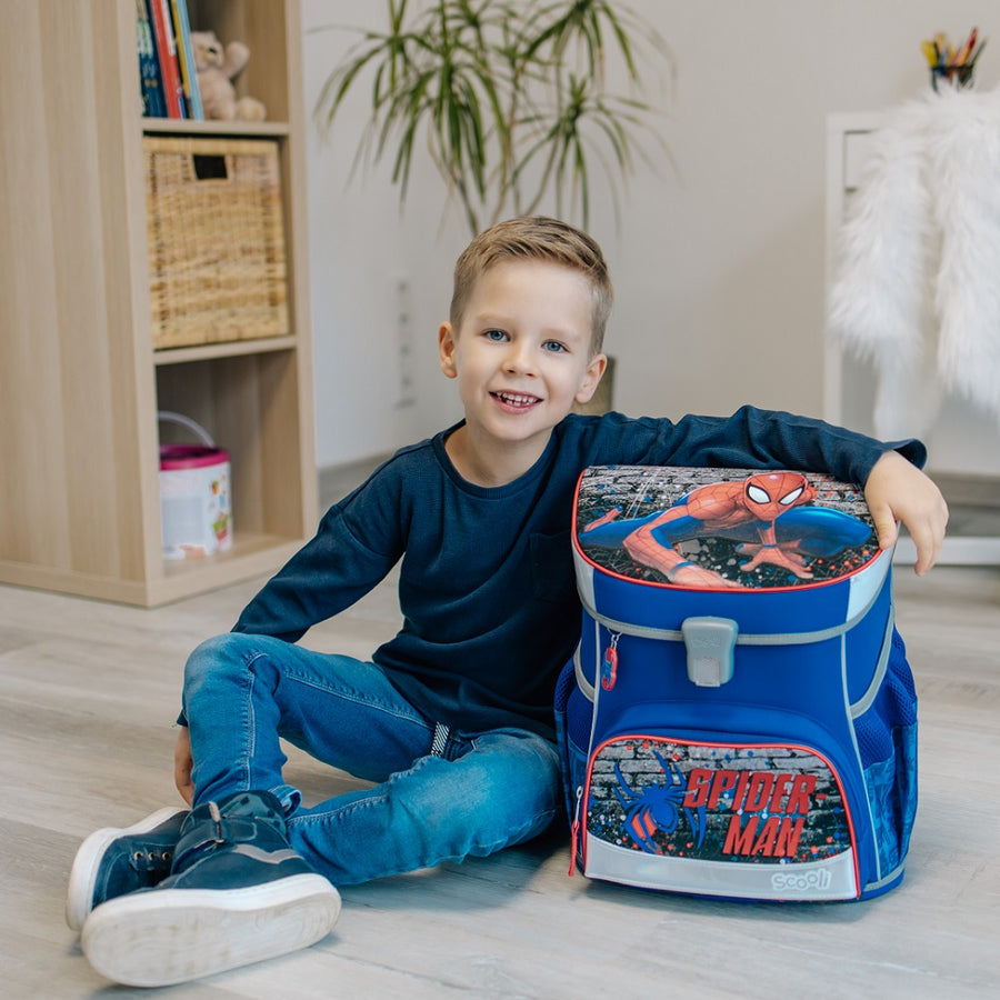 Spiderman Schulranzen Set für Jungen mit Federmappe Turn- und Geldbeutel, sowie Schlamperrolle