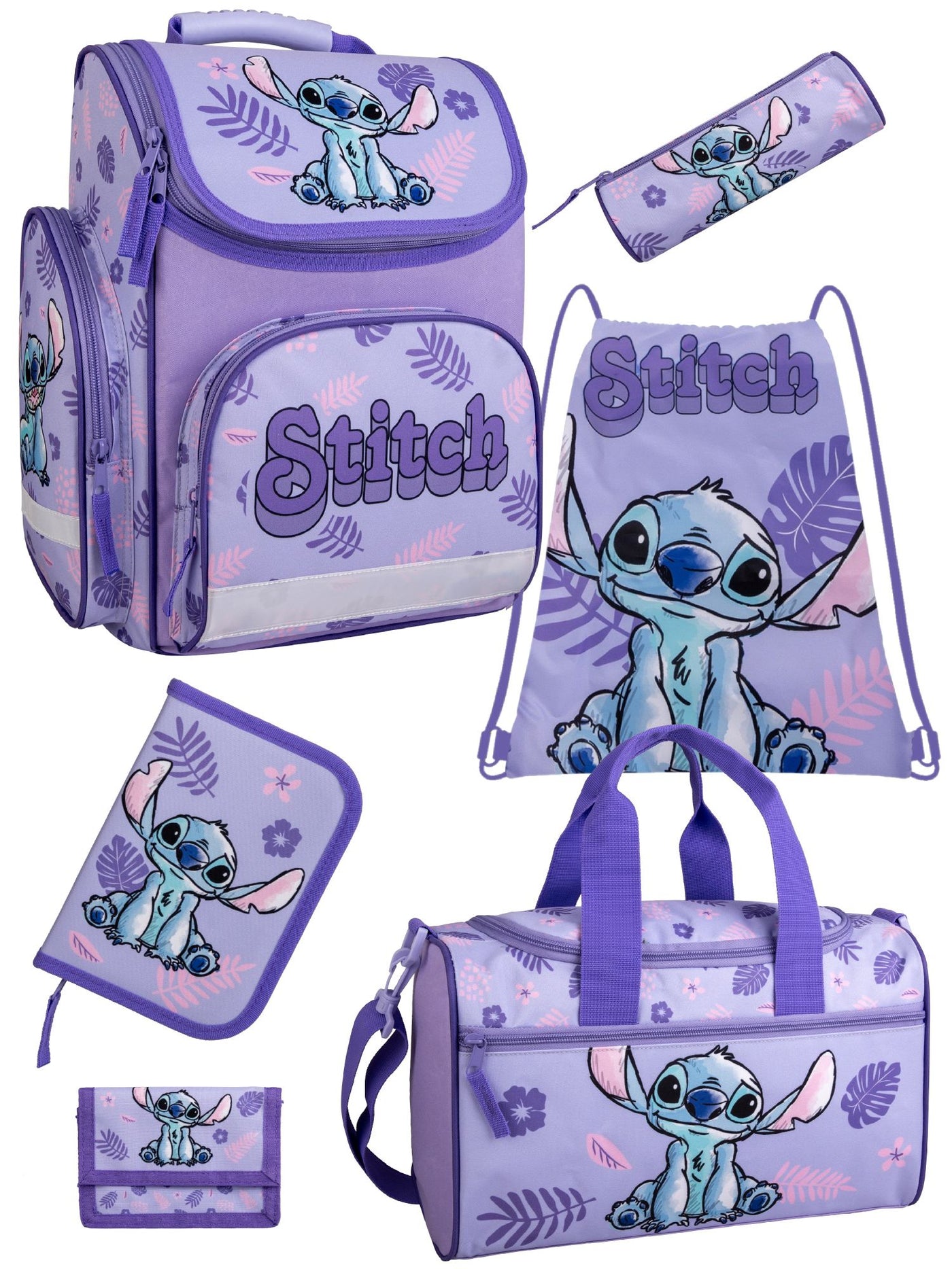 Familando Export Schulranzen Set Stitch, lila - Lilo & Stitch Schultasche ab 1. Klasse