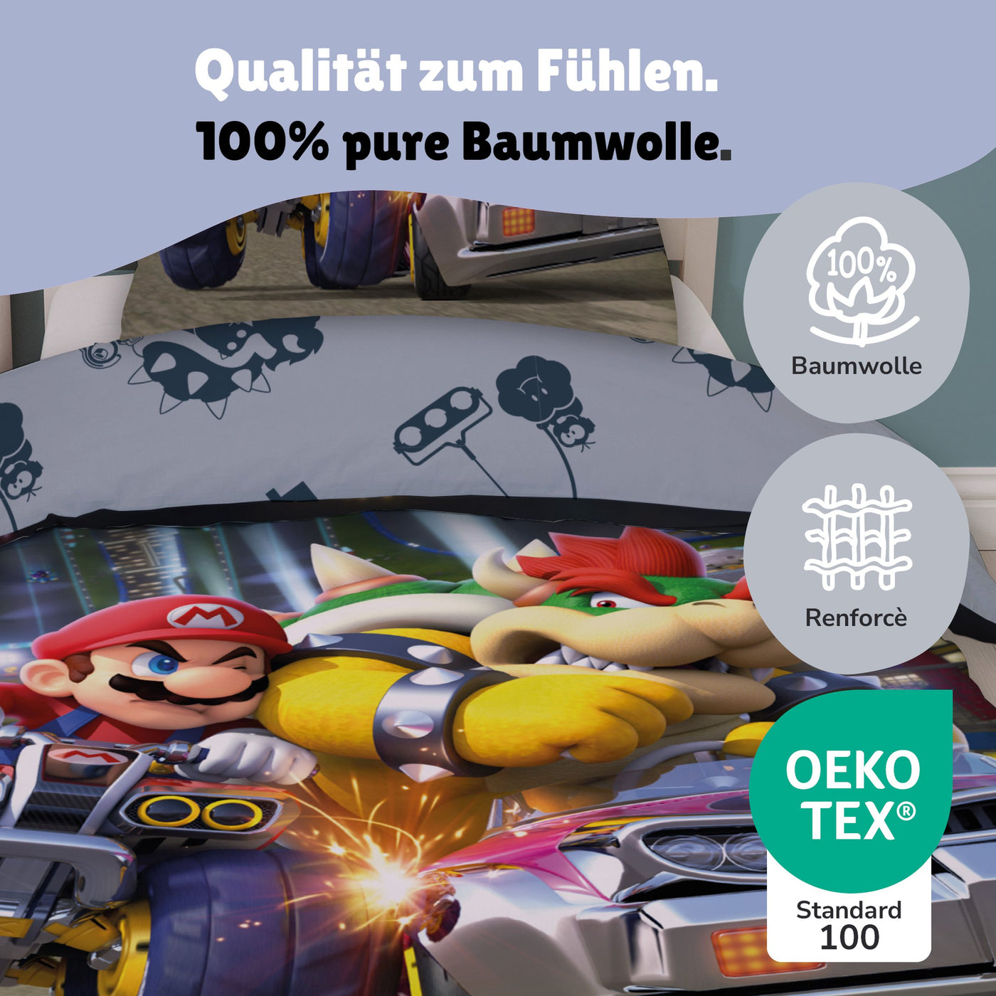 Infotafel Qualität der Bettwäsche aus 100% Baumwolle