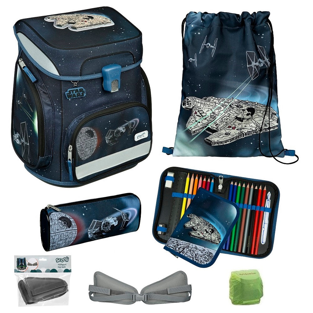 Jungen Schulranzen Scooli Easy Fit Ranzen 1. Klasse STAR WARS 6-teiliges Set
