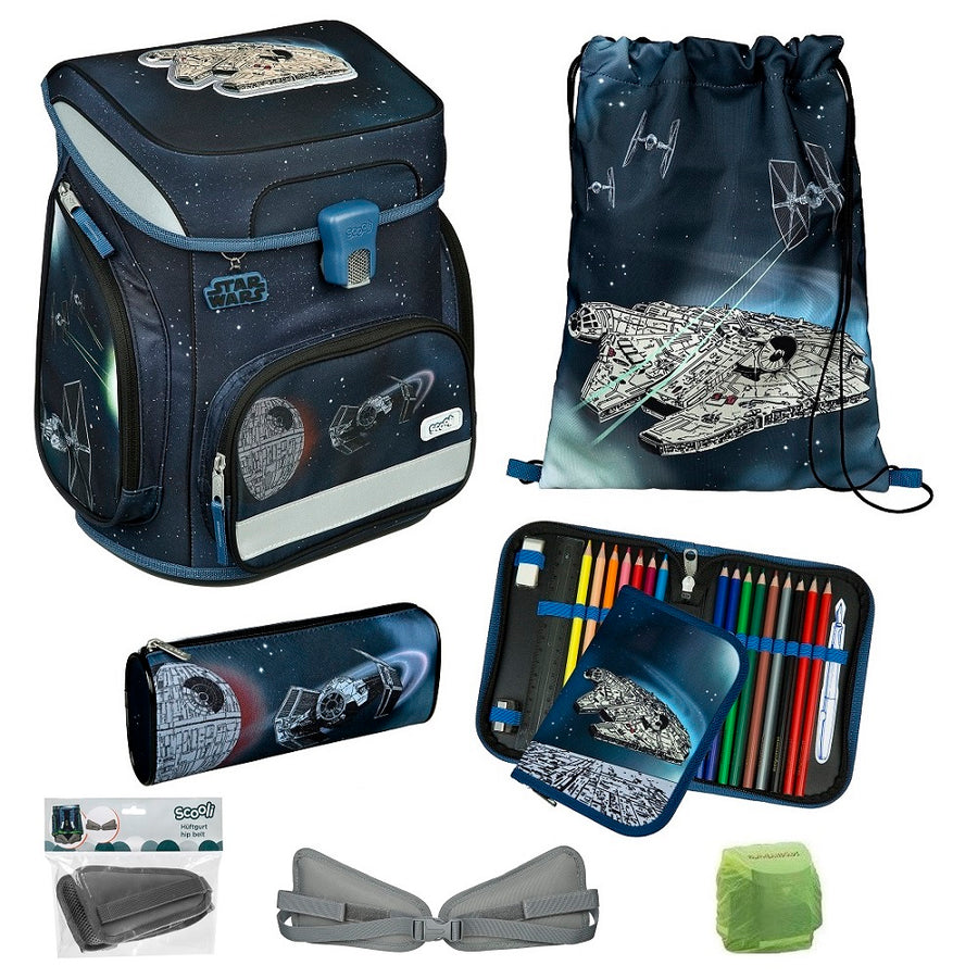 Jungen Schulranzen Scooli Easy Fit Ranzen 1. Klasse STAR WARS 6-teiliges Set