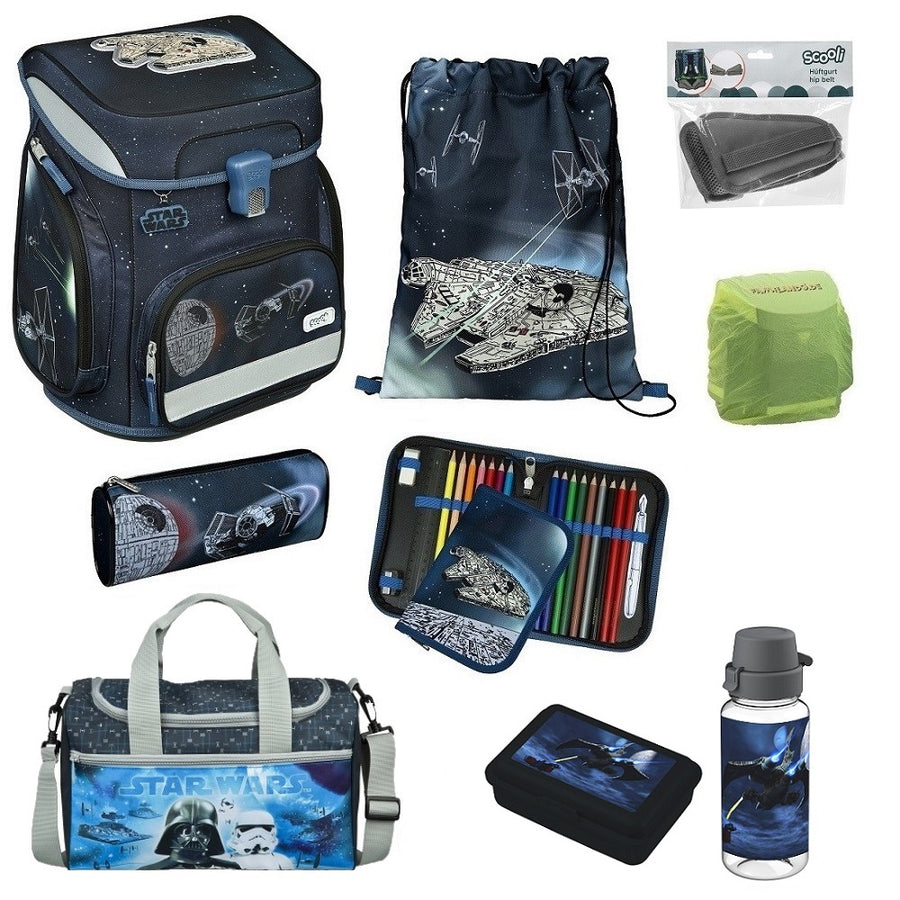 Jungen Schulranzen Scooli Easy Fit Ranzen 1. Klasse STAR WARS 9-teiliges Set mit Sporttasche