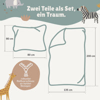 Infotafel Lieferumfang des 2-teiligen Sets bestehend aus Deckenbezug 135x200 cm und Kissenbezug 80x80 cm