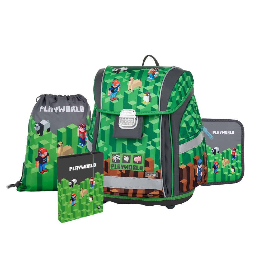 Minecraft Schulranzen Set mit Federmappe für Jungen und Mädchen ab der 1. Klasse