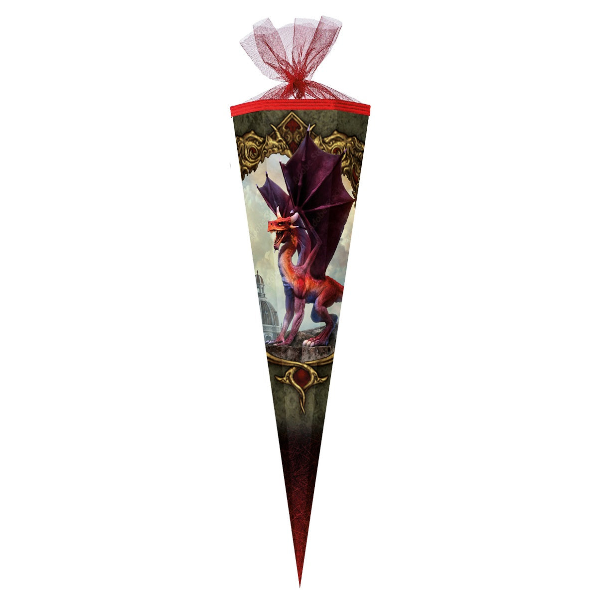 Große Schultüte 85 cm in schwarz rot mit Drachenmotiv passend zum Schulranzen