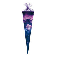 Einhorn Schultüte für Mädchen in Lila mit Silhouette und Galaxie / Sternenstaub 85 cm Größe