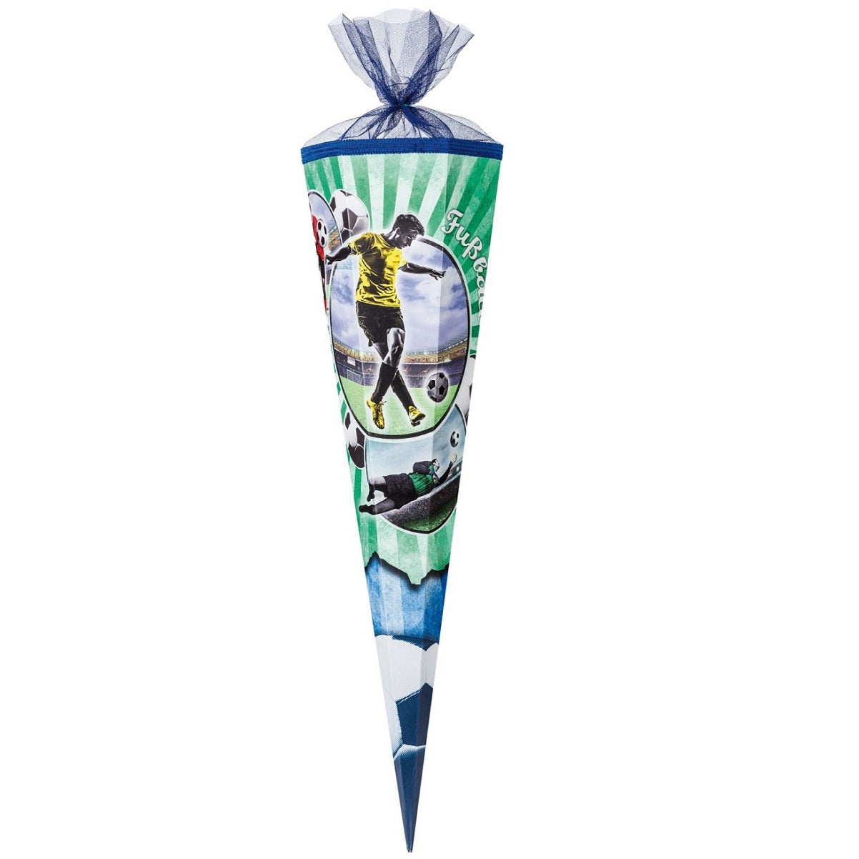 Schultüte 85 cm mit Fußball Motiv in Grün Blau passend zum Schulranen