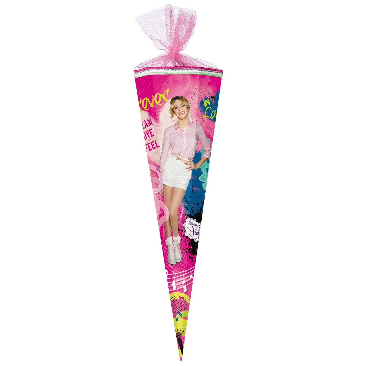 Pink Rosa Schultüte für Mädchen 85cm mit Disney Violetta Musik Motiv