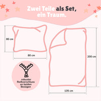 Schwan Bettwäsche Set 135x200 80x80 cm - Partner Bettwäsche aus 100% Baumwolle mit Reißverschluss - Pastell, Rosa, Öko-Tex zertifiziert