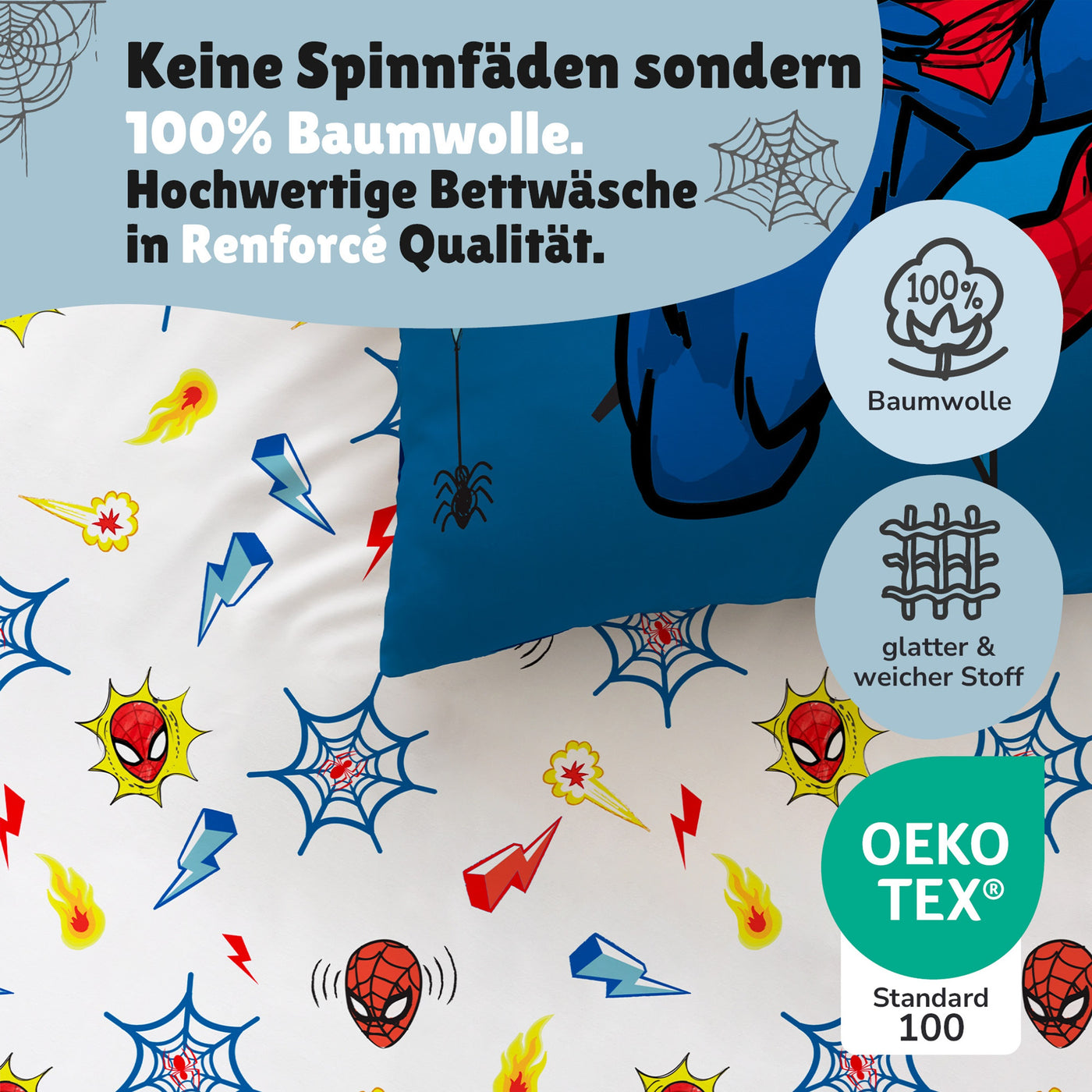 Infotafel Qualität der Bettwäsche aus 100% Baumwolle