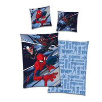 Spiderman Bettwäsche Set für Jungen in Fleece Qualität - Decken- und Kissenbezug 135x200 80x80 cm mit Reißverschluss - Blau, Öko-Tex