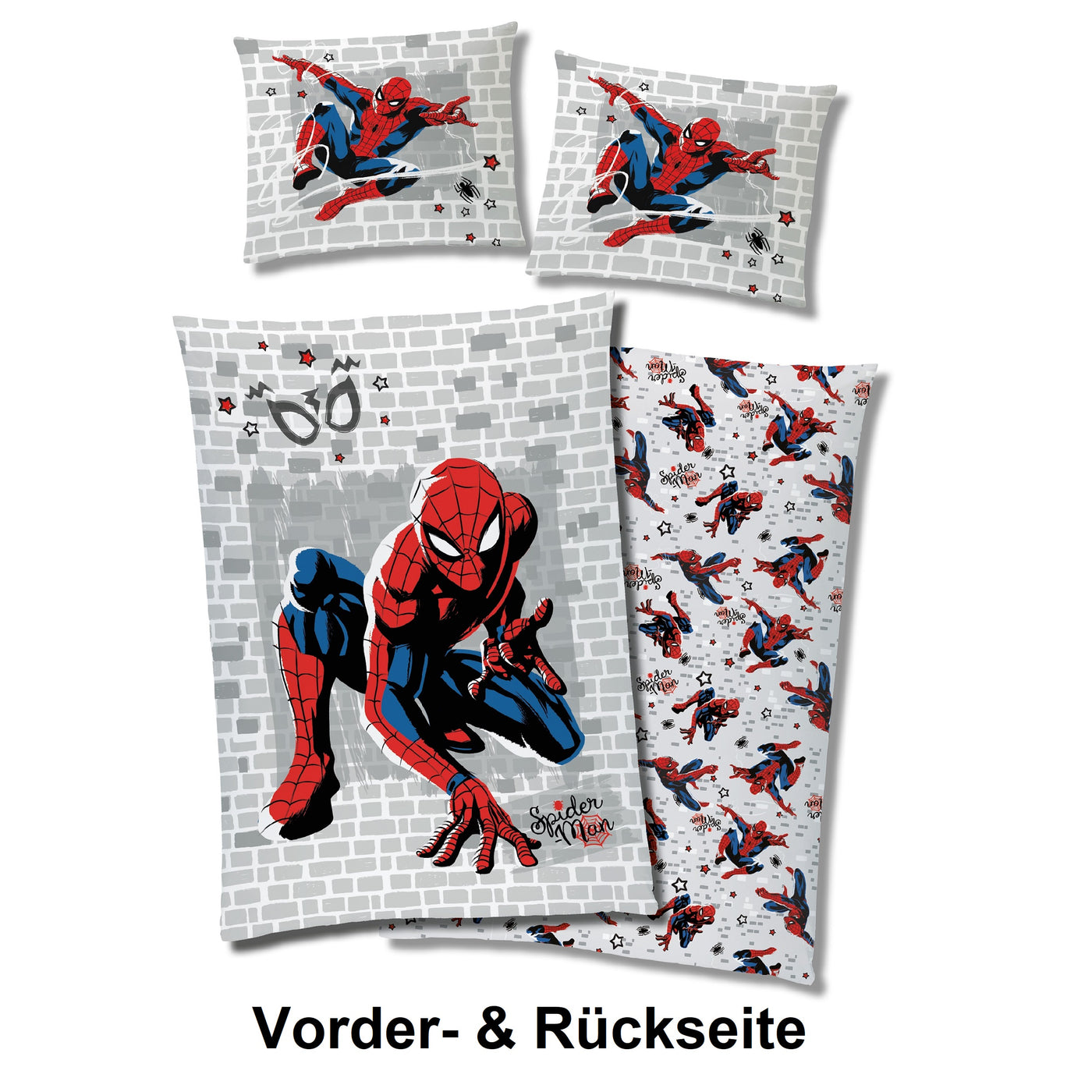 Spiderman Bettwäsche Set 135x200 80x80 cm Fleece Bettwäsche für den Winter mit Reißverschluss