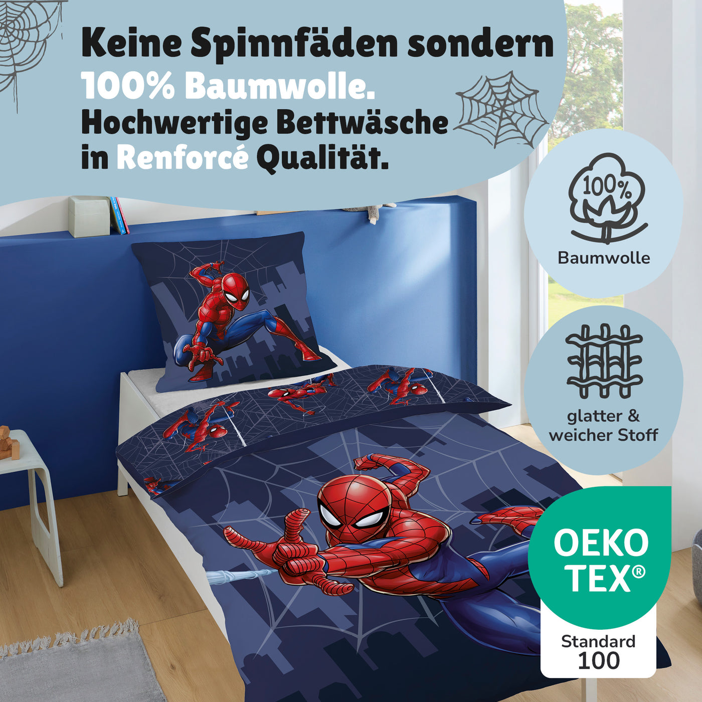 Infotafel Qualität der Bettwäsche aus 100% Baumwolle