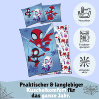 Infotafel Material und Ökotex Standard 100 der Spidey Bettwäsche für Jungen