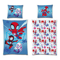 Spidey Bettwäsche für Jungen mit blauer Vorder- und weißer Rückseite (gemustert)