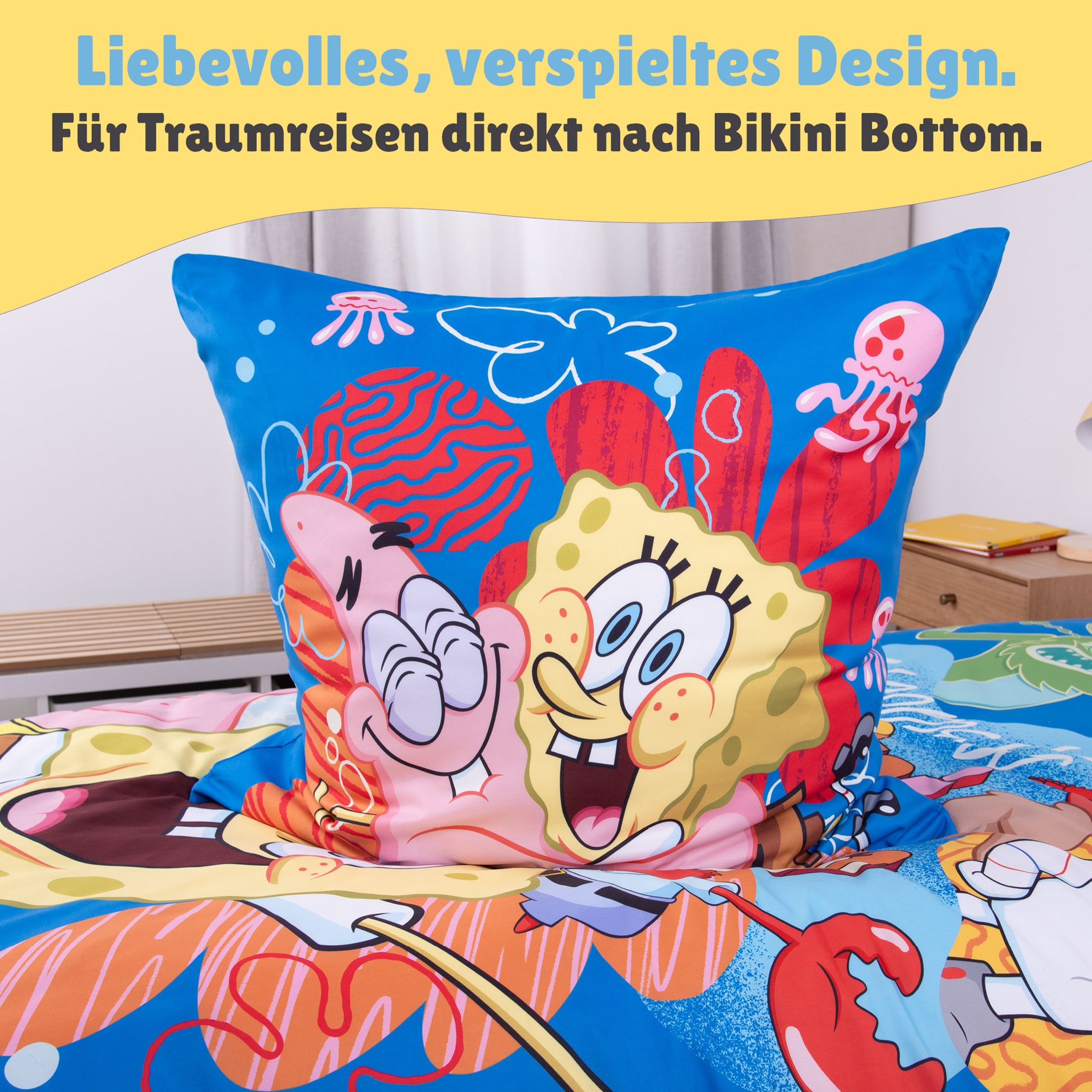 Detailansicht Kissenbezug Wendeseite und Info zum Design