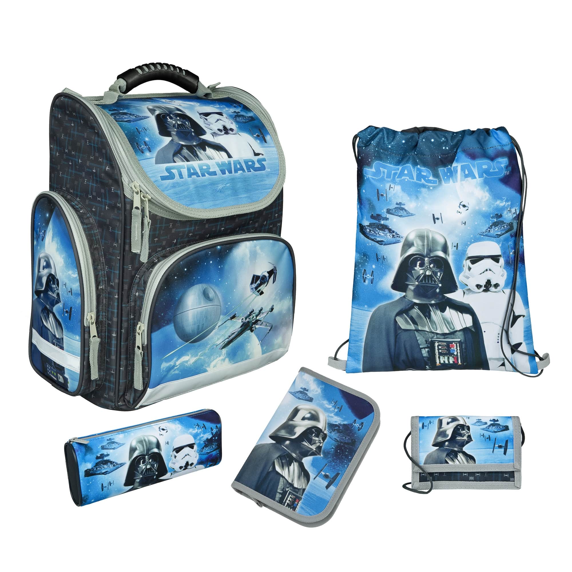Star Wars Clou Schulranzen Set in Blau für Jungen ab der 1. Klasse