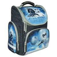 Star Wars Schulranzen Blau Grau Ansicht Seite Links mit Reißverschlussfach