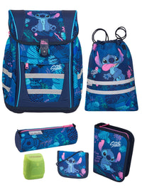 McNeill Teneris Stitch Schulranzen Set für Mädchen 1. Klasse - Ergonomisch, Leicht, Geräumig - 980 Gramm, 18 L Volumen - Disney Sonder-Edition