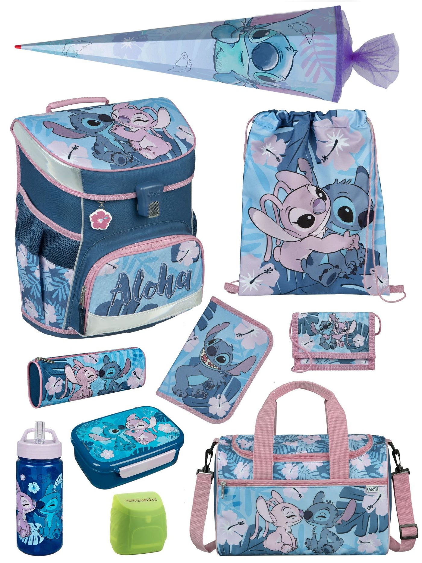 Scooli Campus Fit Schulranzen Set Disney Stitch Schultasche ab der 1. Klasse