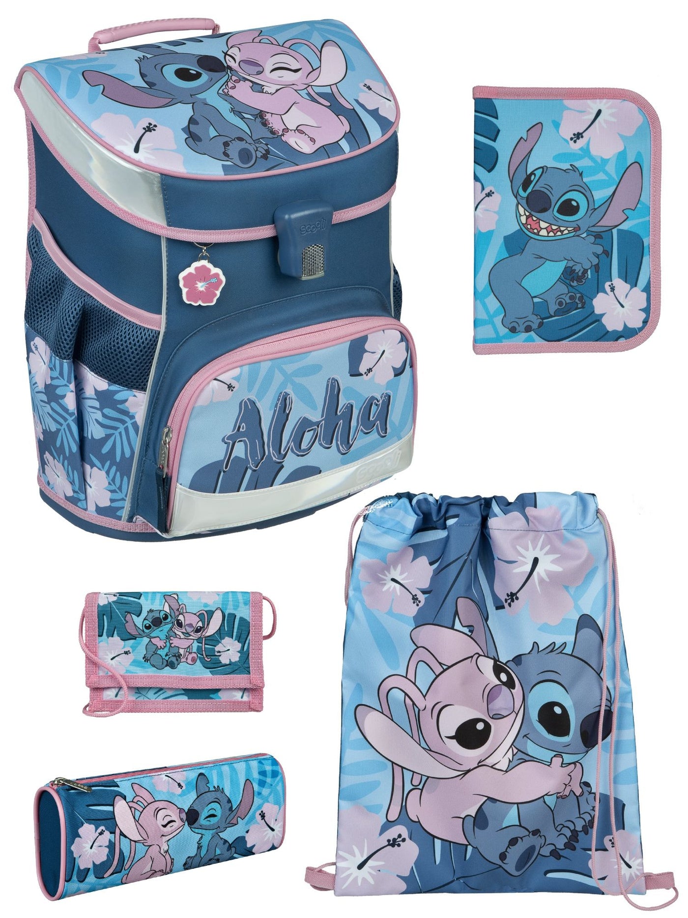 Scooli Campus Fit Schulranzen Set Disney Stitch Schultasche ab der 1. Klasse