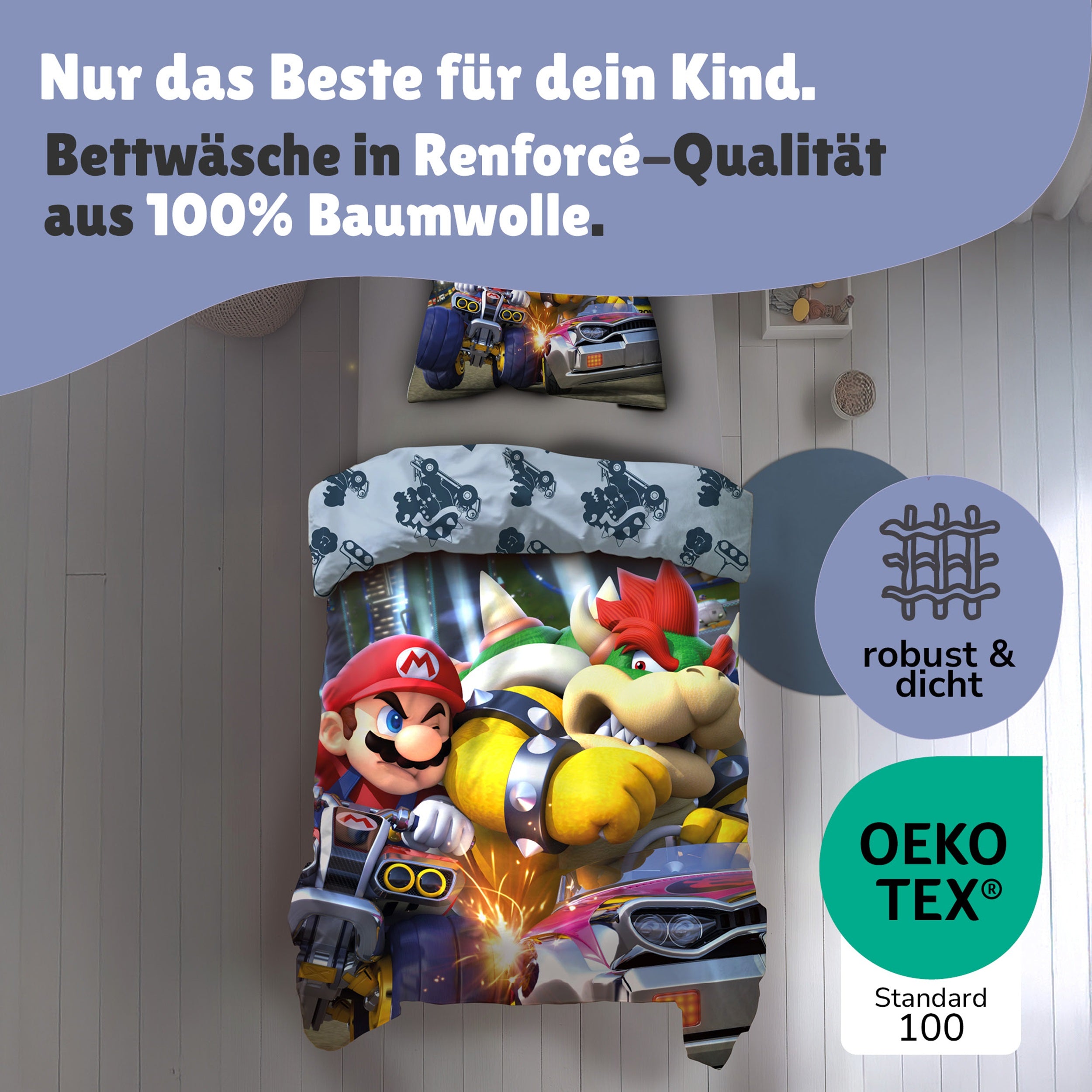 Infotafel Qualität der Bettwäsche aus 100% Baumwolle