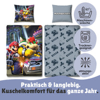 Infotafel Pflege Maschinenwäsche und Trocknergeeignet und Reißverschluss an der Bettwäsche