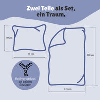Infotafel Lieferumfang des 2-teiligen Sets bestehend aus Deckenbezug 135x200 cm und Kissenbezug 80x80 cm