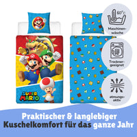 Infotafel Pflege Maschinenwäsche und Trocknergeeignet und Reißverschluss an der Bettwäsche