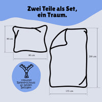 Infotafel Lieferumfang des 2-teiligen Sets bestehend aus Deckenbezug 135x200 cm und Kissenbezug 80x80 cm