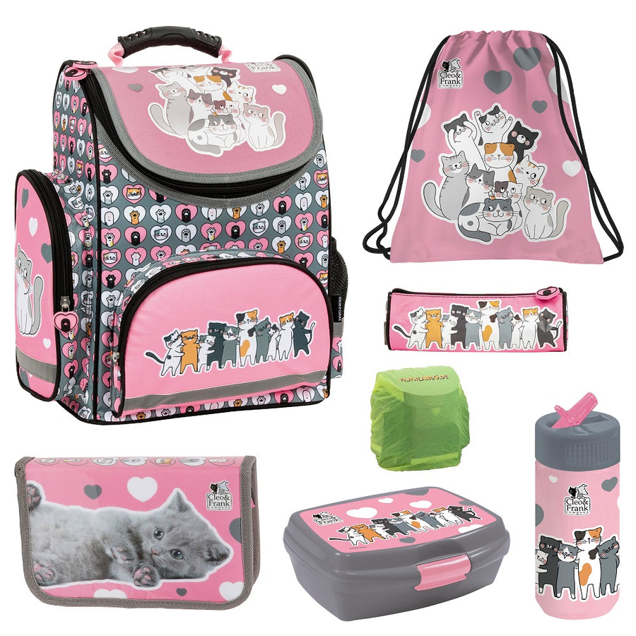 Sweet Kitty Schulranzen Komplett Set 7-teilig mit Federmappe